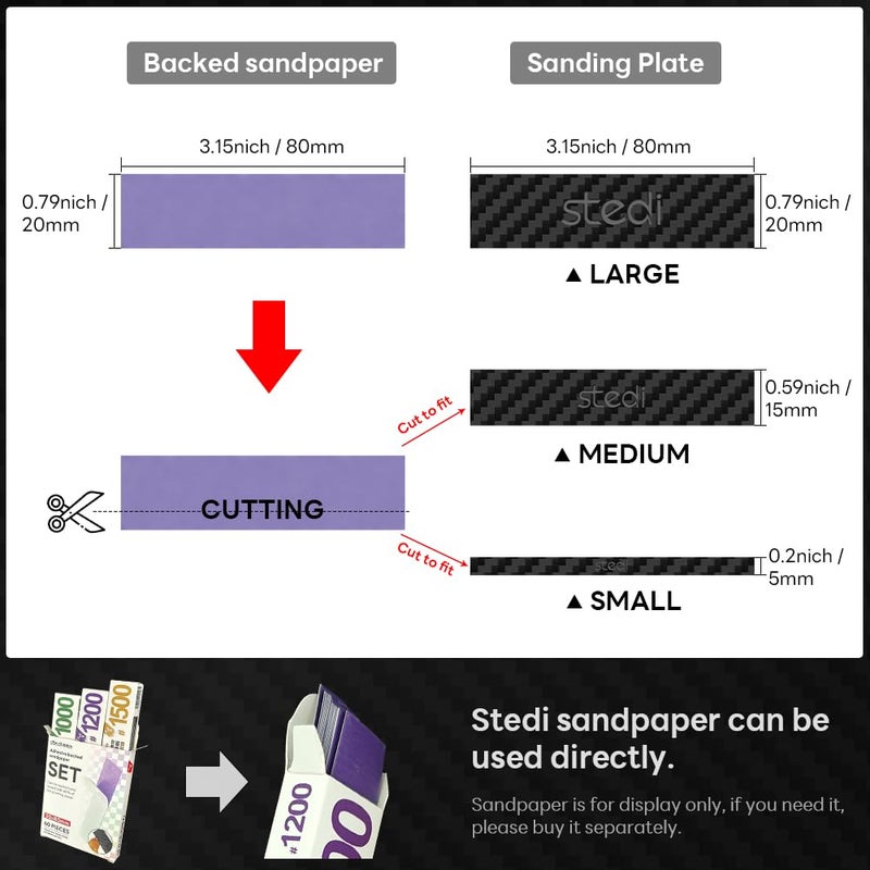 Stedi Carbon Fiber Sanding Sticks, Hobby Model Tools, 7-Piece Set (3"×0.6",3"×0.4",3"×0.2" and 4 Detail Sanding Boards) Professional Sanding Sticks for Sticky Sandpaper - Image 4